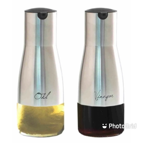 Home Basics Other - Home Basics 8.5 oz. Oil and Vinegar Set with Glass Base, Silver